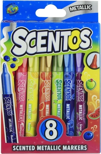 Metalické voňavé fixky SCENTOS, sada 8 farieb
