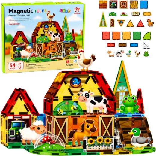 Magnetické konštrukčné dieliky farma so zvieratkami 54 ks