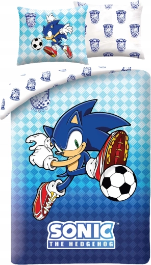 Detské posteľné obliečky Sonic Football z modrého mikrovlákna