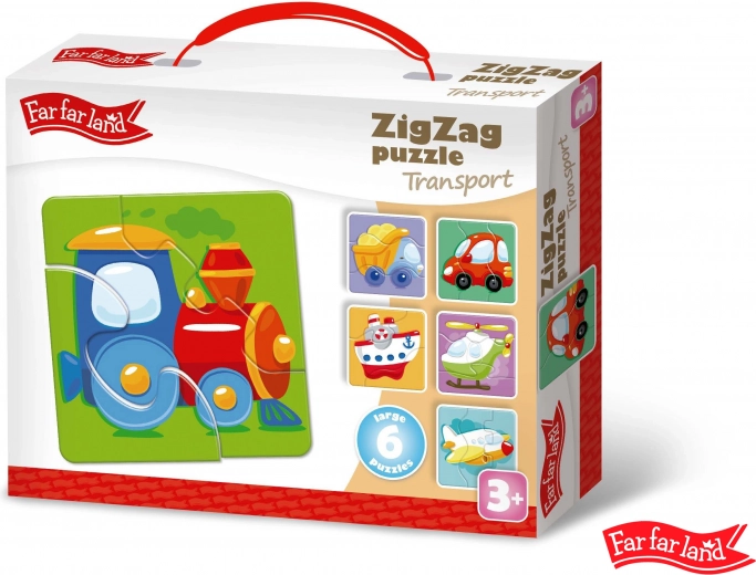 Far Far Land Puzzle ZigZag Dopravný motív so 6 obrázkami