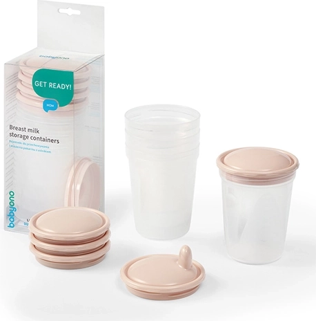 BabyOno nádoby na skladovanie a mrazenie potravín 200 ml, 4 ks, béžové