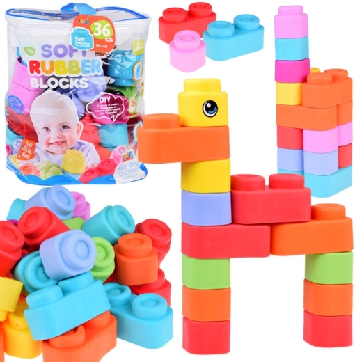 Farebné mäkké gumové kocky pre deti 36 kusov