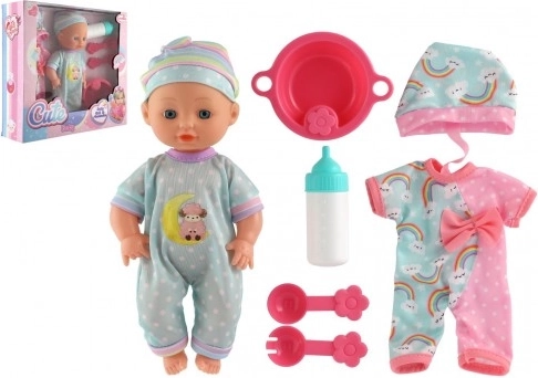 Bábika bábätko s pevným telíčkom a doplnkami, 25 cm