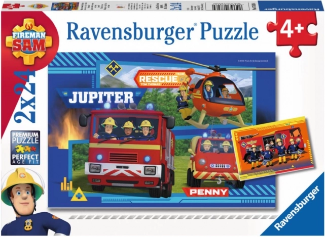 ravensburger puzzle požiarnik sam: výjazd 2×24 dielikov