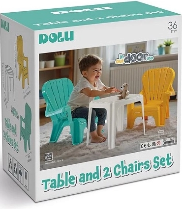 Dolu biely detský stolík s 2 stoličkami