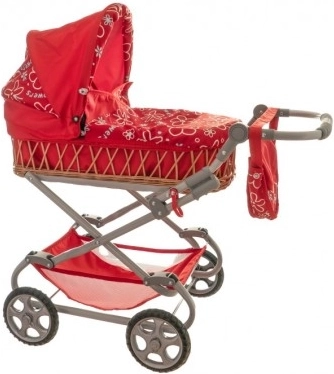 Hlboký prútený kočík pre bábiky Monika 90 × 40 × 70 cm