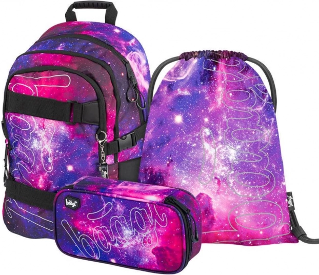 BAAGL 3-dielny set Skate Galaxy – školský batoh, peračník a vrecko