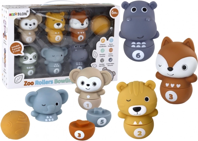 bowling so zvieratkami pre batoľatá – interaktívna zábava s loptičkou