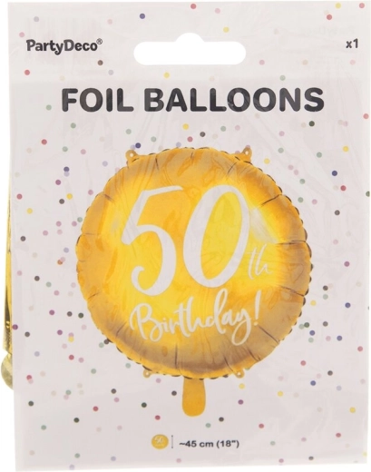Fóliový balónik číslo 50 zlatý 45 cm