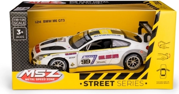 MSZ BMW M6 GT3 pretekársky model auta 1:24 biely