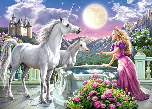 Puzzle 120 dielikov – princezná a jej jednorožce
