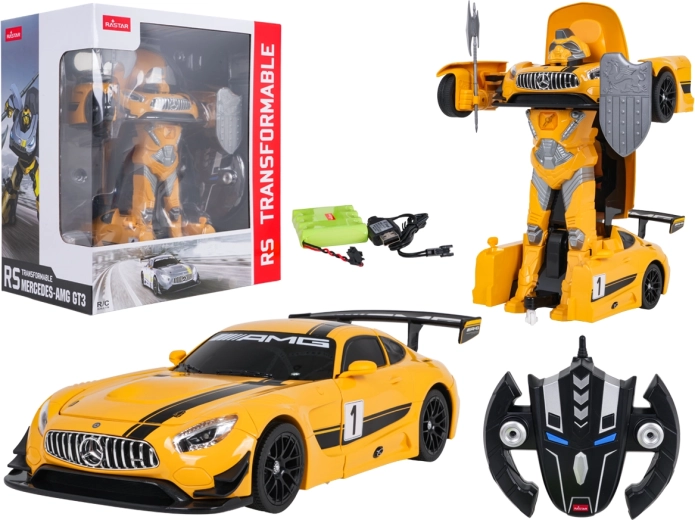 Diaľkovo ovládané auto a robot 2 v 1 Mercedes-AMG GT3 RASTAR žlté