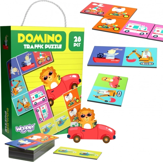 Edukačná hra Zvieratá v Doprave Puzzle Domino Montessori