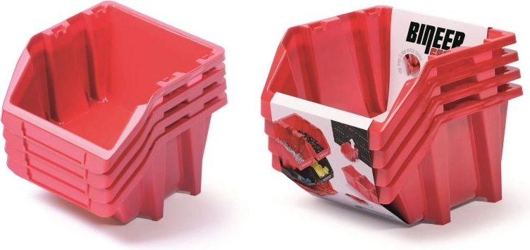 Sada úložných boxov Bineer Short, 4 ks, 272 × 238 × 236 mm, červená