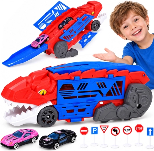 Rozkladacie auto dinosaurus 2 v 1 s garážou a vystreľovačom