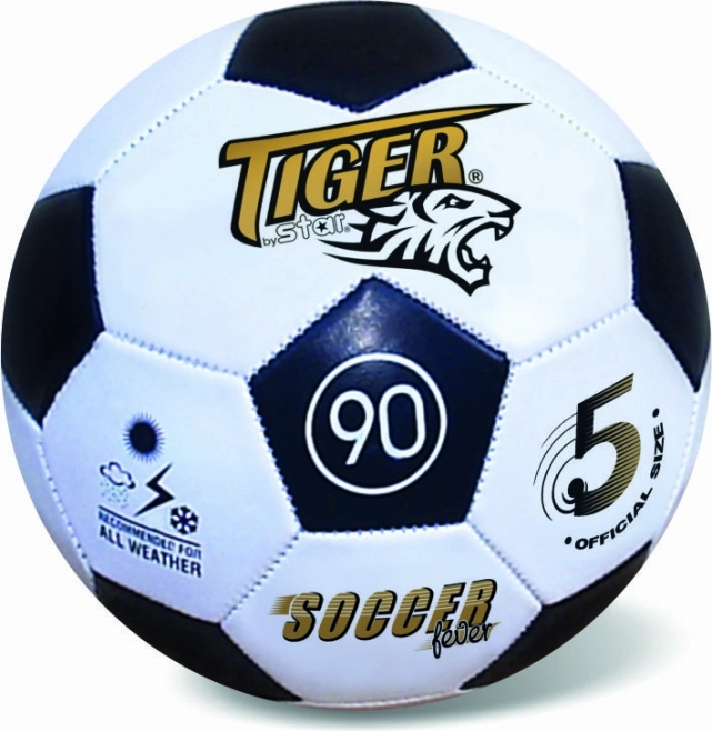 Kožená futbalová lopta, veľkosť 5, čierno-biela