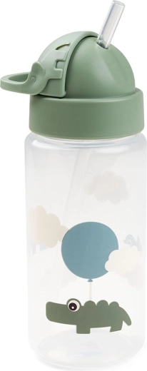Done by Deer fľaša so slamkou Happy clouds zelená 350 ml