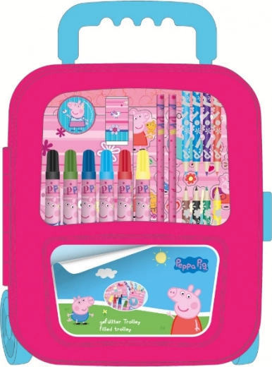 Ružový výtvarný kufrík na kolieskach PEPPA PIG pre deti