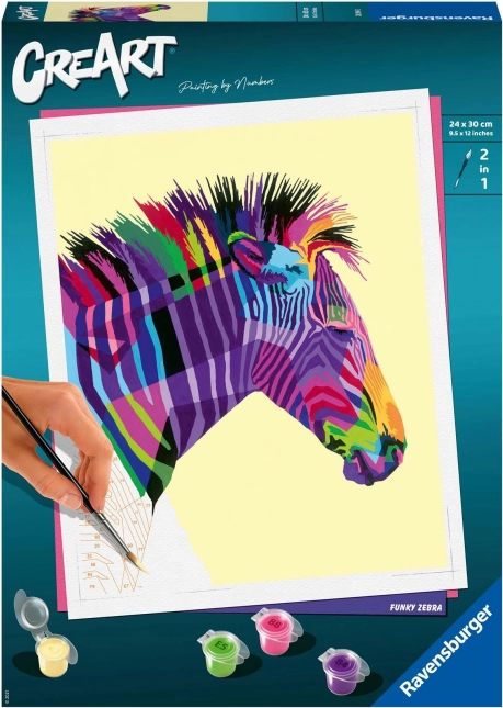 creart: maľovanie podľa čísel – funky zebra