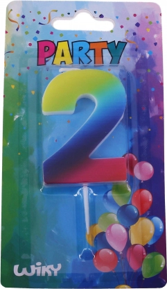 Párty sviečka číslo 2 dúhová