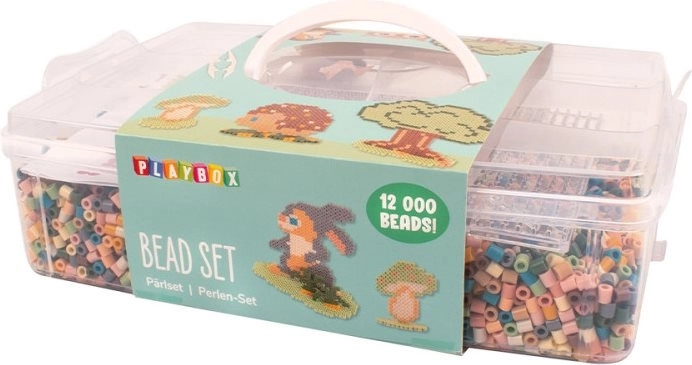 Zažehľovacie koráliky v plastovom kufríku Mellow pastel s doštičkou a predlohami 12000 ks
