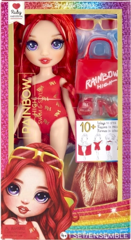 Rainbow High štýlová plávacia bábika Ruby Red