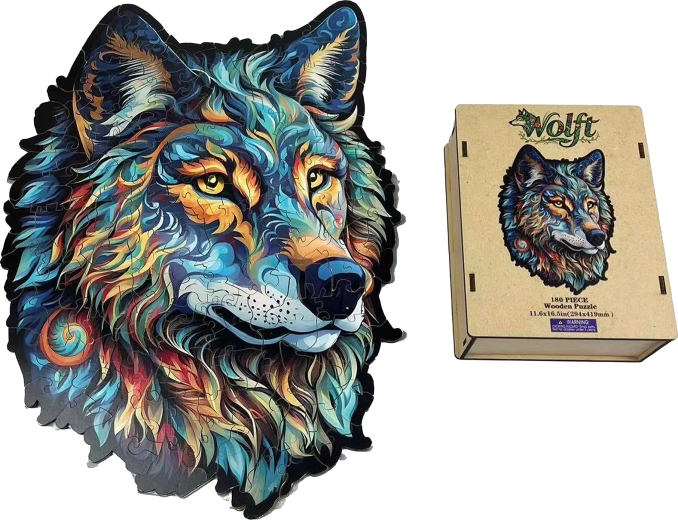 Drevené puzzle vlk