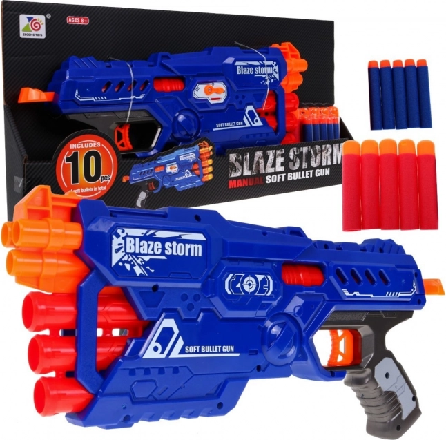 6hlavňový detský blaster BLAZE STORM s 10 penovými nábojmi, manuálny