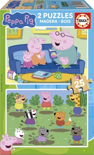 Drevené puzzle Prasiatko Peppa – 2×25 dielikov