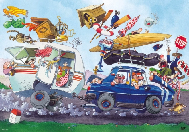 Heye puzzle Cartoon Classics: Odchod na dovolenku – 500 dielikov