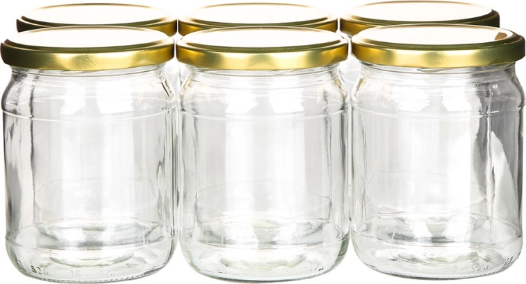 Sada 6 zaváracích pohárov 520 ml so zlatými viečkami fi 82