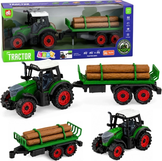 Detský farmársky traktor s prívesom na drevo na zotrvačník 35 cm