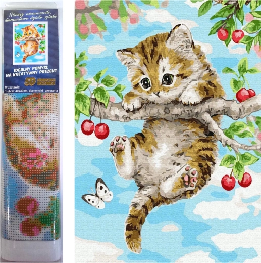 Norimpex diamantové maľovanie Mačiatko na čerešni 30 × 40 cm