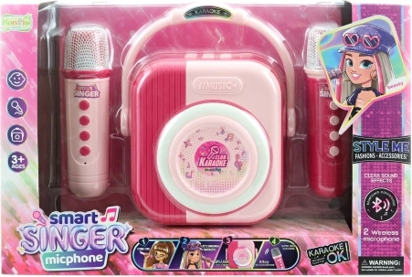 Karaoke sada s 2 bluetooth mikrofónmi – ružová
