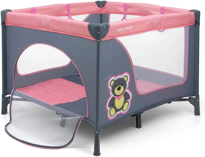 Detská skladacia ohrádka MILLY MALLY Fun Pink Bear