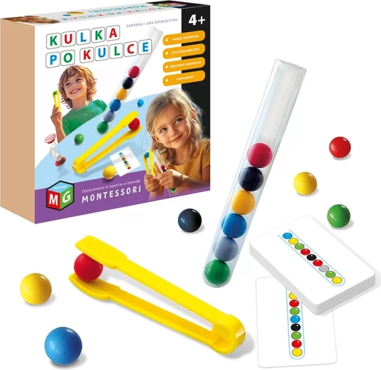 Montessori vzdelávacia hra Guľôčka po guľôčke