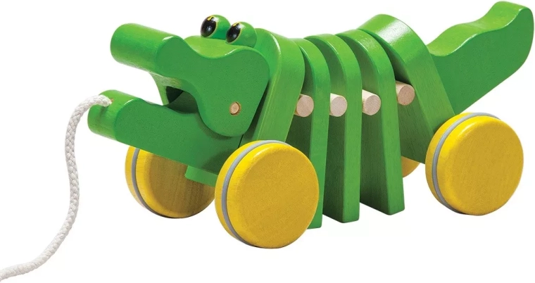 Tancujúci krokodíl PlanToys – drevená ťahacia hračka