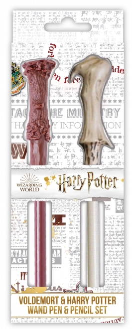 Písacia sada: guľôčkové pero a ceruzka v tvare čarodejníckych prútikov – Harry a Voldemort
