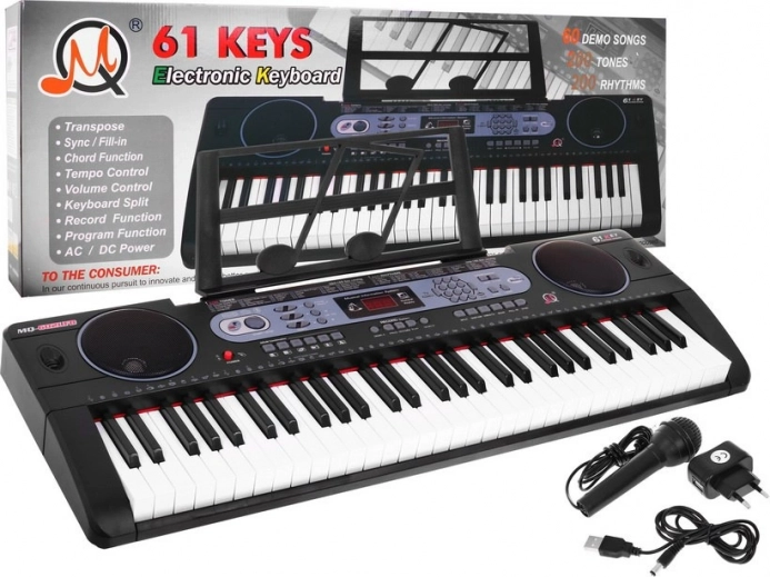 Multifunkčný keyboard pre deti 5+ so stojanom na noty a mikrofónom