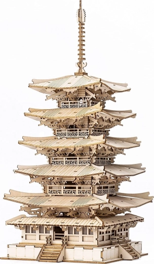 3D drevené puzzle päťposchodová pagoda