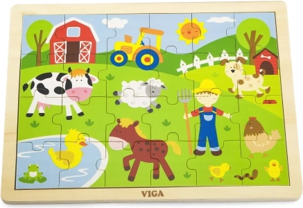 Viga drevené puzzle farma pre deti