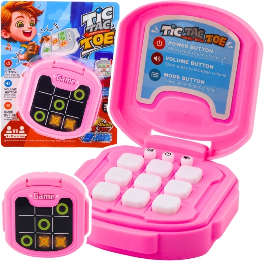 Elektronická hra piškvorky TIC TAC TOE, 9 režimov, ružová