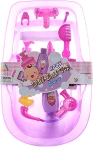 Plastová vanička pre bábiky s doplnkami (39 × 24,5 × 8 cm)