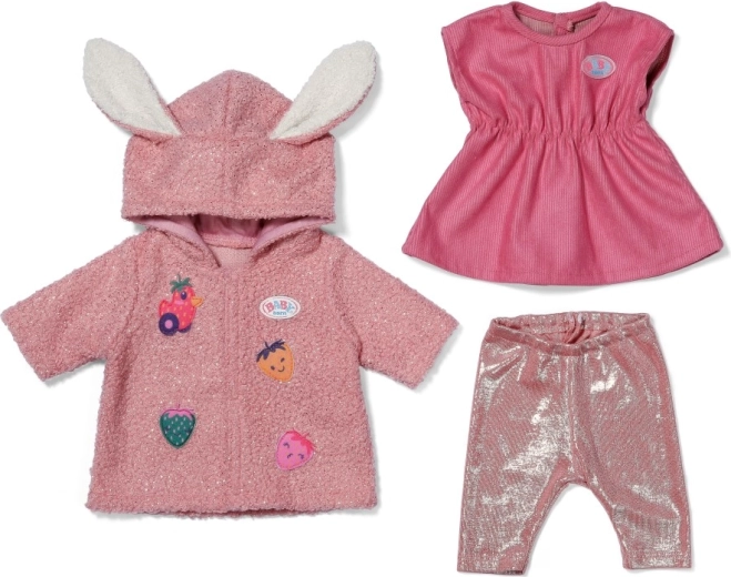 Hebký kabátik s uškami a jahodovými detailmi