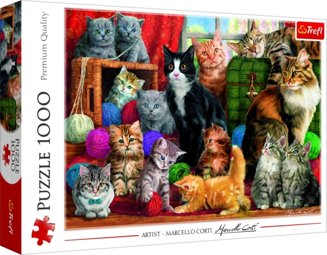 Puzzle 1000 dielikov „Mačacie stretnutie“ Trefl