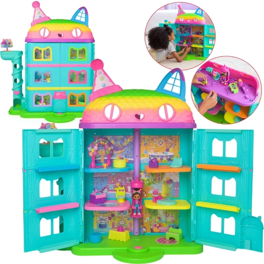 Outletový dúhový domček Gábi s výťahom a bábikou Gabby's Celebration Dollhouse so zvukmi