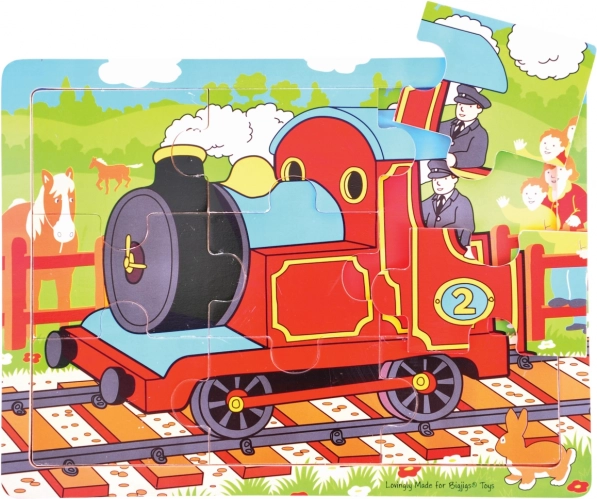 Drevené puzzle vlak, 9 dielikov – BIGJIGS TOYS
