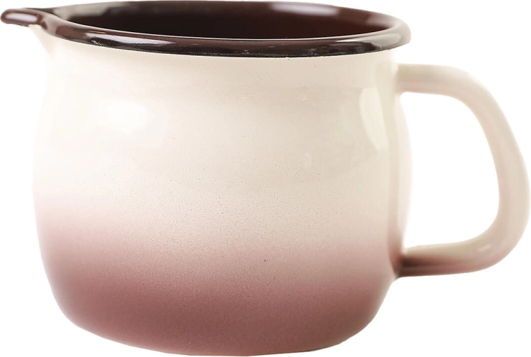 Smalťovaný hrnček s výlevkou 0,8 l Cappuccino, priemer 10 cm