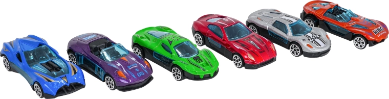 6 kovových autíčok v balení