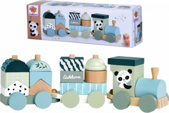 Drevený vláčik s kockami EICHHORN Panda, 16 dielov